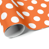 Papier Cadeau Pois blancs sur orange (Coin rond)