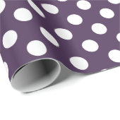Papier Cadeau Pois blancs sur prune violette (Coin rond)