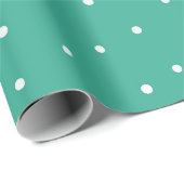 Papier Cadeau Pois blancs sur Turquoise (Coin rond)