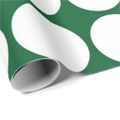 Papier Cadeau Pois blancs sur vert (Coin rond)