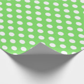 Papier Cadeau Pois blancs sur vert pomme (Coin)