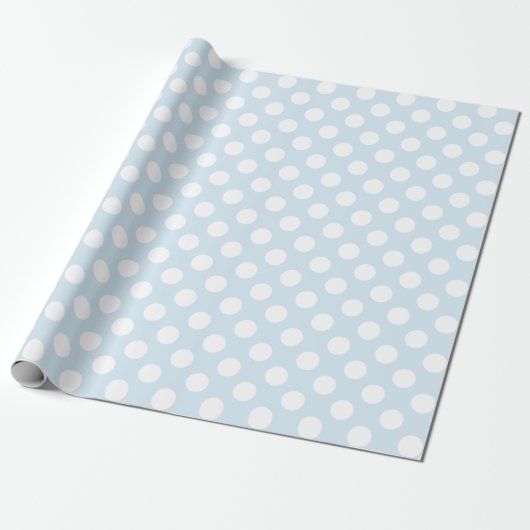 Papier Cadeau Pois bleu-clair et blanc (Déroulé)