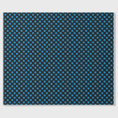 Papier Cadeau pois bleus sur noir (Plat)