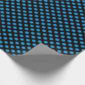 Papier Cadeau pois bleus sur noir (Coin)