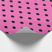 Papier Cadeau Pois classique, beau, élégant rose & noir (Coin)