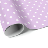 Papier Cadeau Pois Classique Blanc - Lilas Doux (Coin rond)
