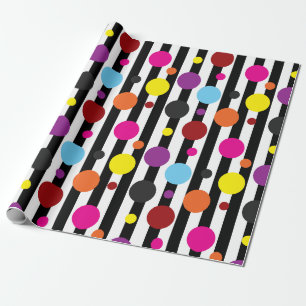 Papier Cadeau Pois coloré noir blanc rayures design