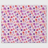 Papier Cadeau Pois d'aquarelle rouge et violet (Plat)