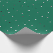 Papier Cadeau Pois d'argent sur vert (Coin)