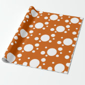 Papier Cadeau Pois de différentes tailles brulés orange blanc (Déroulé)
