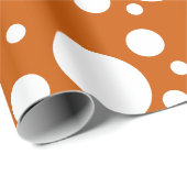 Papier Cadeau Pois de différentes tailles brulés orange blanc (Coin rond)