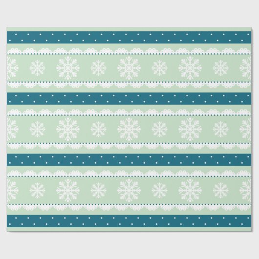 Papier Cadeau Pois de Monnaie Festive White Snowflakes Motif (Plat)