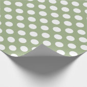 Papier Cadeau Pois de vert sauge et de blanc (Coin)