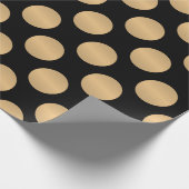 Papier Cadeau Pois d'or en noir (Coin)