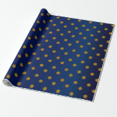 Papier Cadeau Pois d'or et Marine Blue Satin (Déroulé)