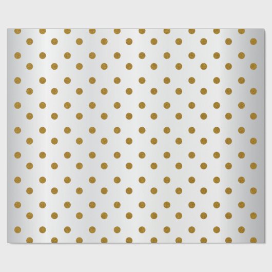 Papier Cadeau Pois d'or sur White Satin (Plat)