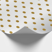 Papier Cadeau Pois d'or sur White Satin (Coin)