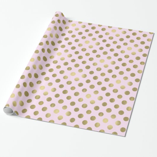 Papier Cadeau Pois dorés roses (Déroulé)