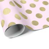 Papier Cadeau Pois dorés roses (Coin rond)