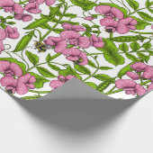 Papier Cadeau Pois doux et bourdons, rose, vert et blanc (Coin)