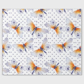 Papier Cadeau Pois Et Papillons (Plat)