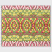 Papier Cadeau Pois, Grandes, Chèques, Rouge, Vert Jaune (Plat)