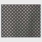 Papier Cadeau Pois gris argenté noir huile florale marguerite po (Plat)