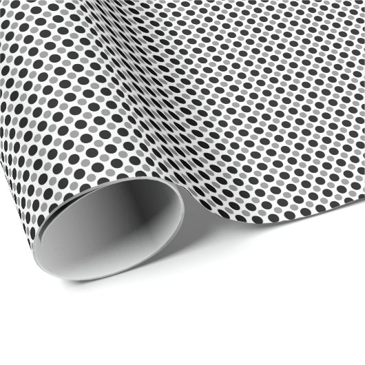 Papier Cadeau Pois gris et noir (Coin rond)