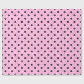 Papier Cadeau Pois gris foncé sur rose clair chaud (Plat)