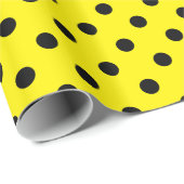 Papier Cadeau Pois jaune et noir motif Anniversaire (Coin rond)