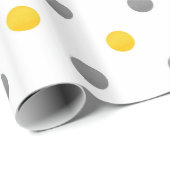 Papier Cadeau Pois jaunes et gris (Coin rond)