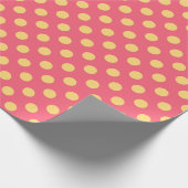 Papier Cadeau Pois jaunes sur corail (Coin)