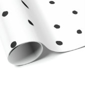 Papier Cadeau Pois mignon d'aquarelle noire chic moderne (Coin rond)