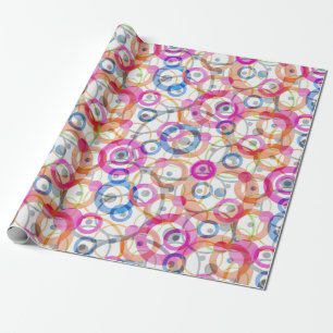 Papier Cadeau Pois multicolores, cercles sur un blanc