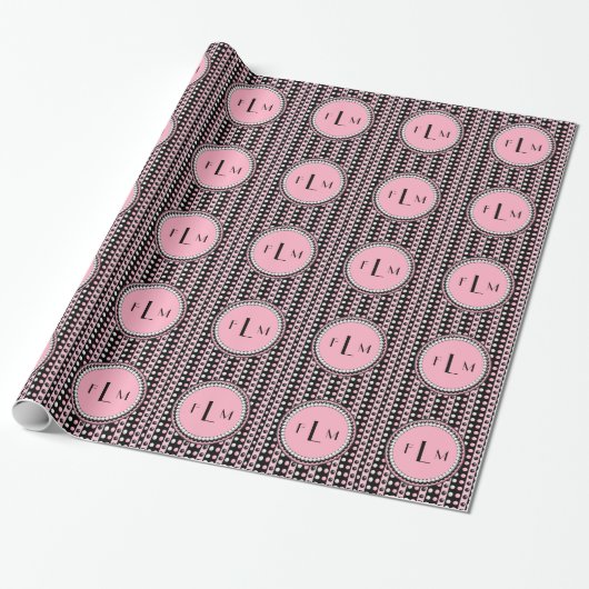 Papier Cadeau Pois n Stripes Monogramme (Déroulé)