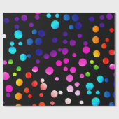 Papier Cadeau Pois Neon Rainbow en noir (Plat)