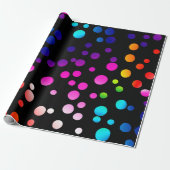 Papier Cadeau Pois Neon Rainbow en noir (Déroulé)
