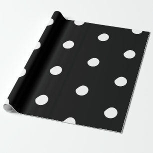 Papier Cadeau Pois noir blanc grand audacieux motif élégant