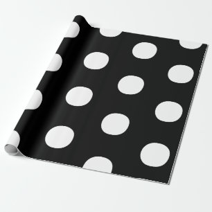 Papier Cadeau Pois noir blanc grand élégant motif