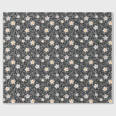 Papier Cadeau Pois noir et blanc rétro avec étoiles (Plat)