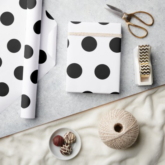 Papier Cadeau Pois noirs en blanc (Artisanat)