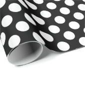 Papier Cadeau Pois noirs et blancs, Motif Polka (Coin rond)