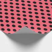 Papier Cadeau Pois noirs sur corail (Coin)