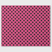 Papier Cadeau Pois noirs sur fuchsia (Plat)