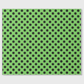 Papier Cadeau Pois noirs sur vert citron (Plat)