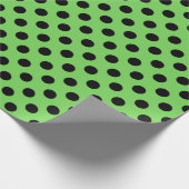 Papier Cadeau Pois noirs sur vert citron (Coin)