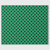 Papier Cadeau Pois noirs sur vert frais (Plat)