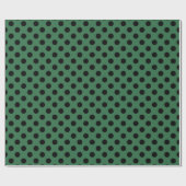 Papier Cadeau Pois noirs sur vert kelly (Plat)