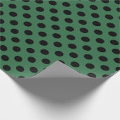 Papier Cadeau Pois noirs sur vert kelly (Coin)