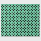 Papier Cadeau Pois noirs sur vert menthe (Plat)